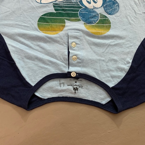 Disney Parks Womens Top Disneyland Mickey Mouse 3/4 Sleeve Henley Raglan Blue M - Picture 6 of 9